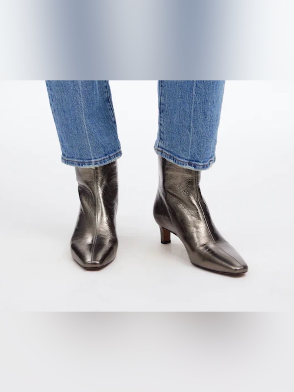 Madewell Metallic Pewter Pointed-Toe Ankle Boots